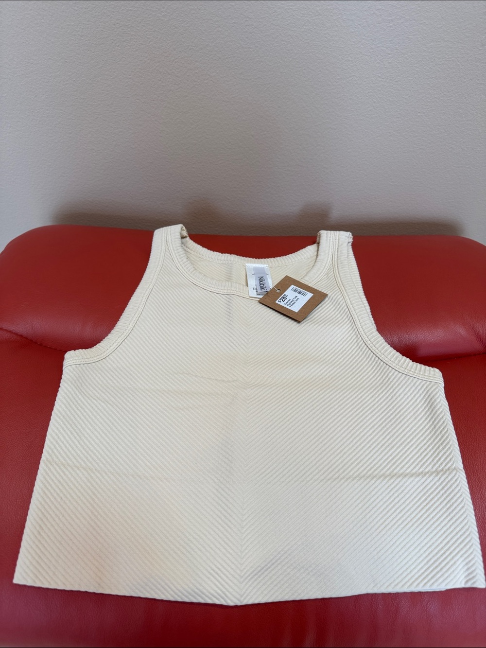 NWT Nikibiki “Pearled Ivory” Ribbed Chevron High Neck Tank Women’s One Size
